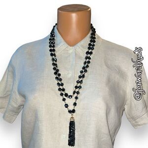Talbots Faceted Glass Beads On Gold Tone Chain With Beaded Tassel